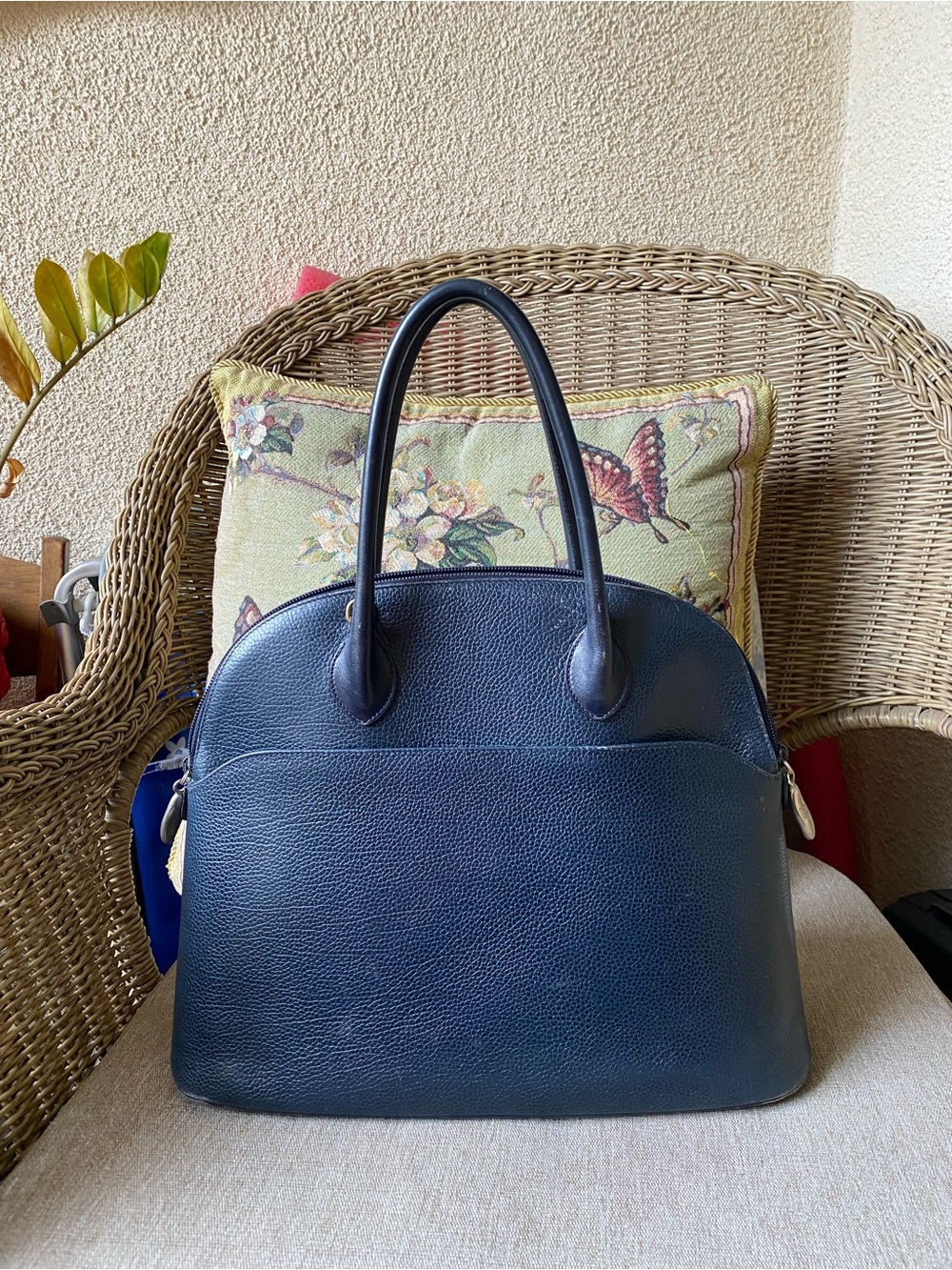 Vintage Cole Haan Italy Leather Navy Handbag